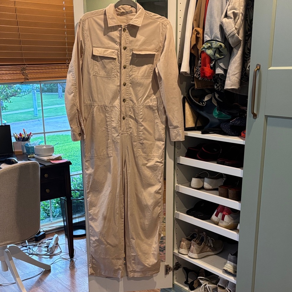 Everlane Beige Utility Jumpsuit Jacket